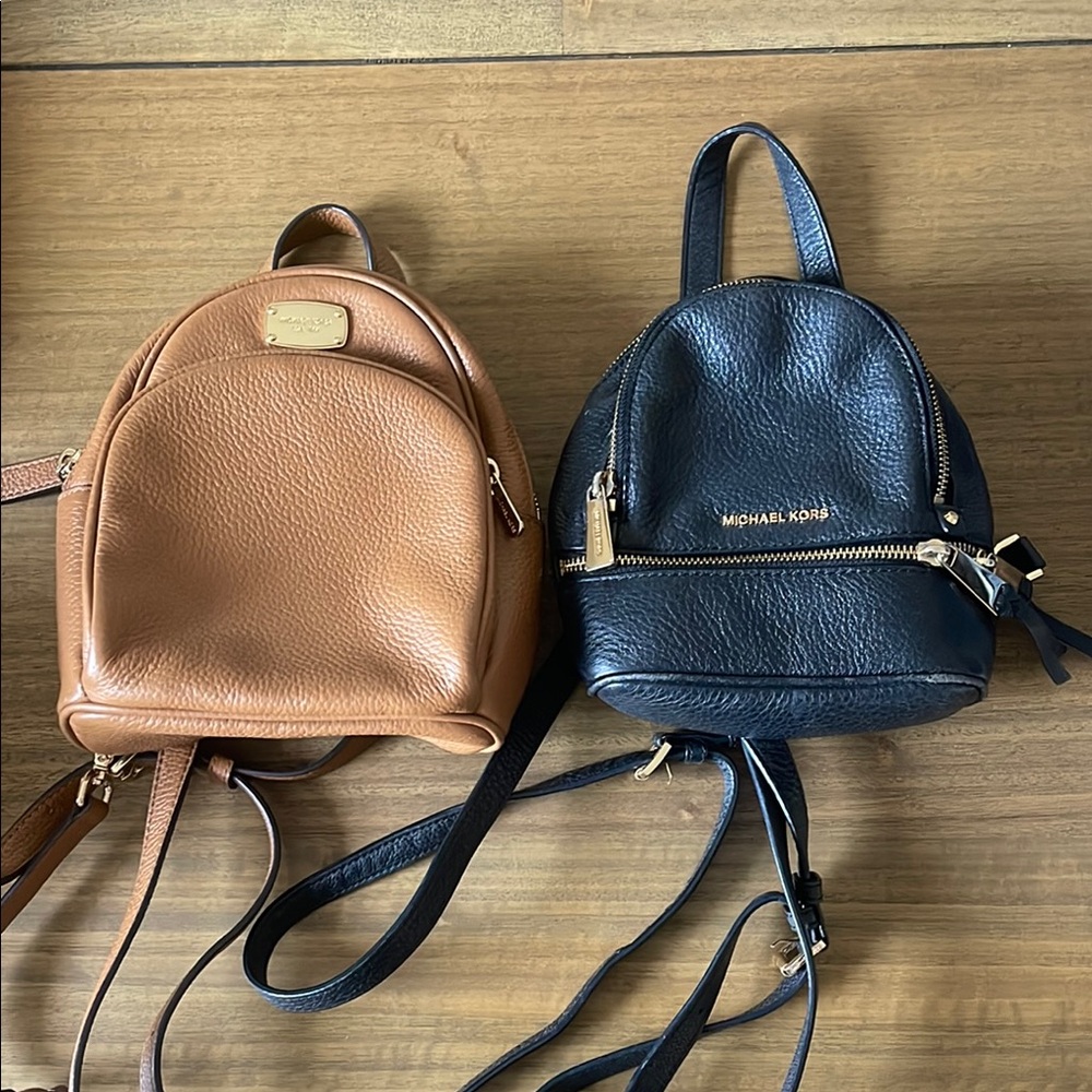 Michael Kors Black and Tan Mini Backpacks
